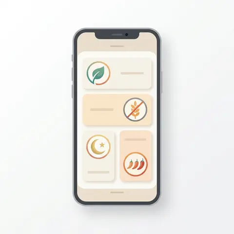 Dietary filter options on phone screen